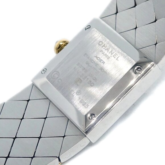 Chanel Matelasse Quartz Watch SS 18KYG N.M.53150 133467